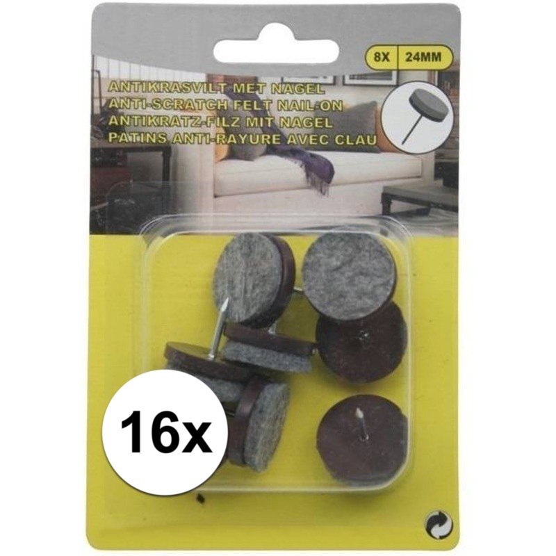 2x antikras vloerviltjes 8 delig met nagel bruin