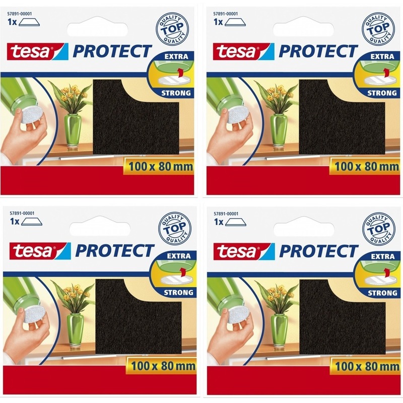 4x tesa antikras vloerviltjes bruin zelfklevend 8 x 10 cm